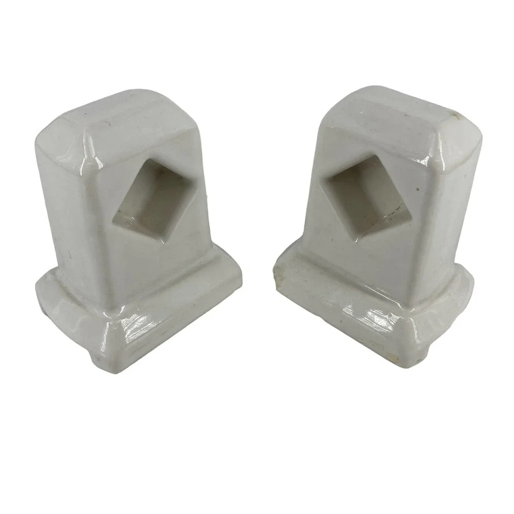 Vintage Ceramic Towel Bar Brackets for Square Rod Bathroom Restoration